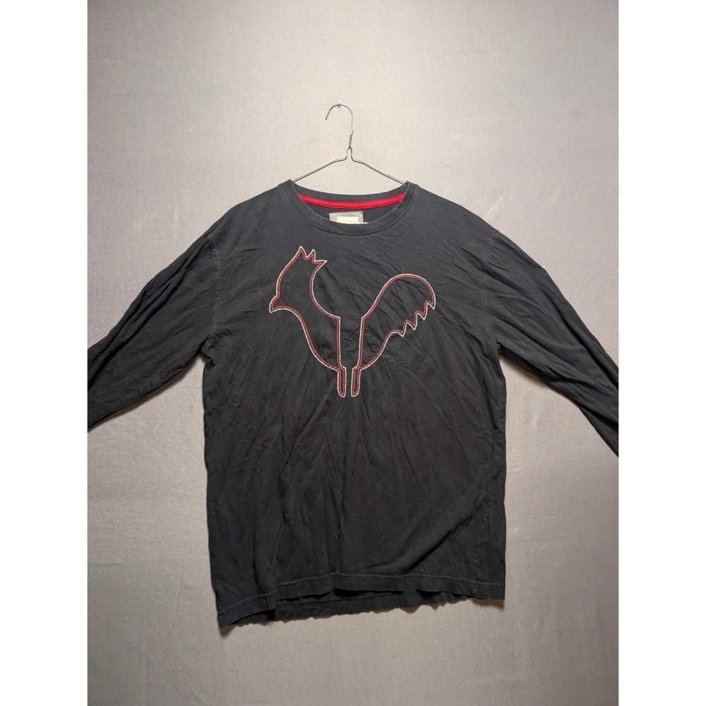 Rossignol T Shirt Mens Large Black Embroidered Rooster Graphic Logo Long Sleeve